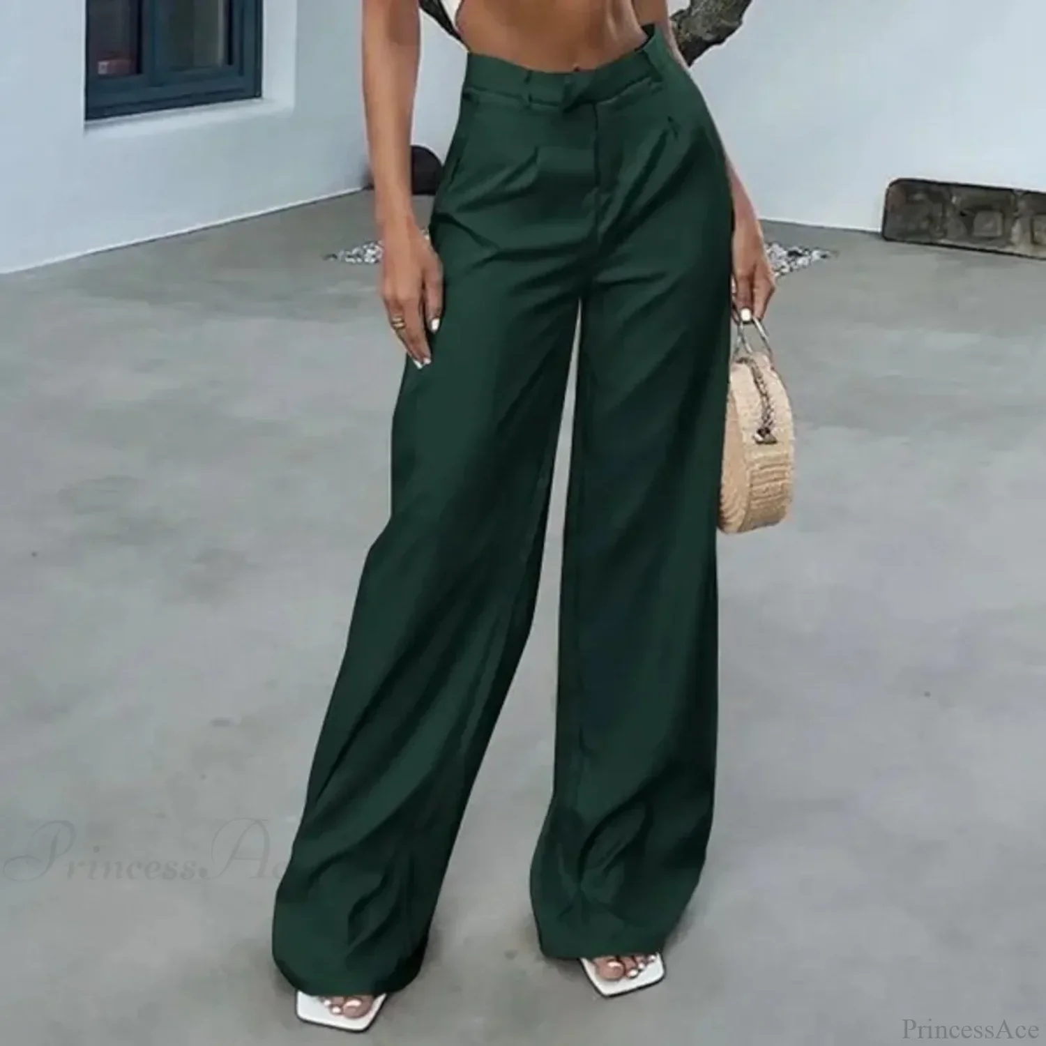 High Waist Tie Side Pleated Pants - Image 3