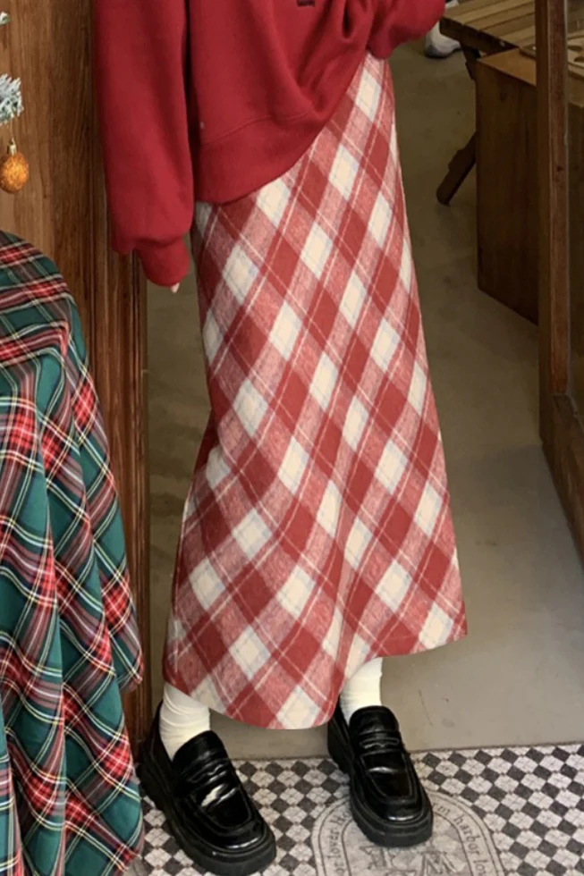 High Waist Vintage A-Line Slit Skirt - Image 2