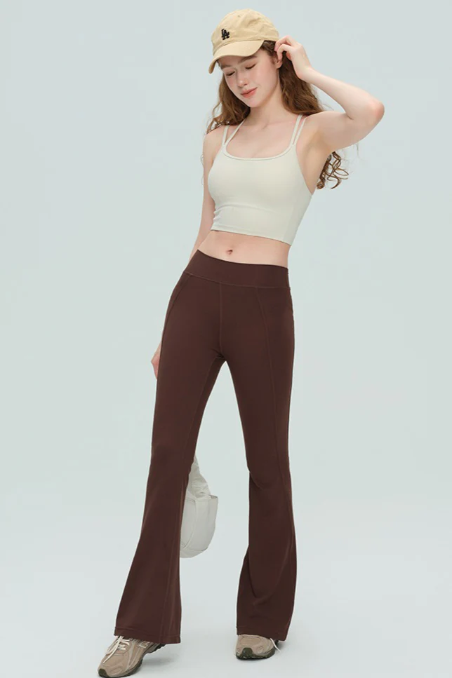 High-Waisted Breathable Flared Workout Slit Leggings - Image 5