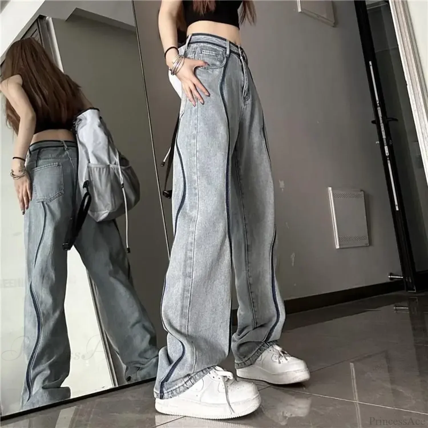 High Waisted Loose Straight Jeans Pants - Image 2