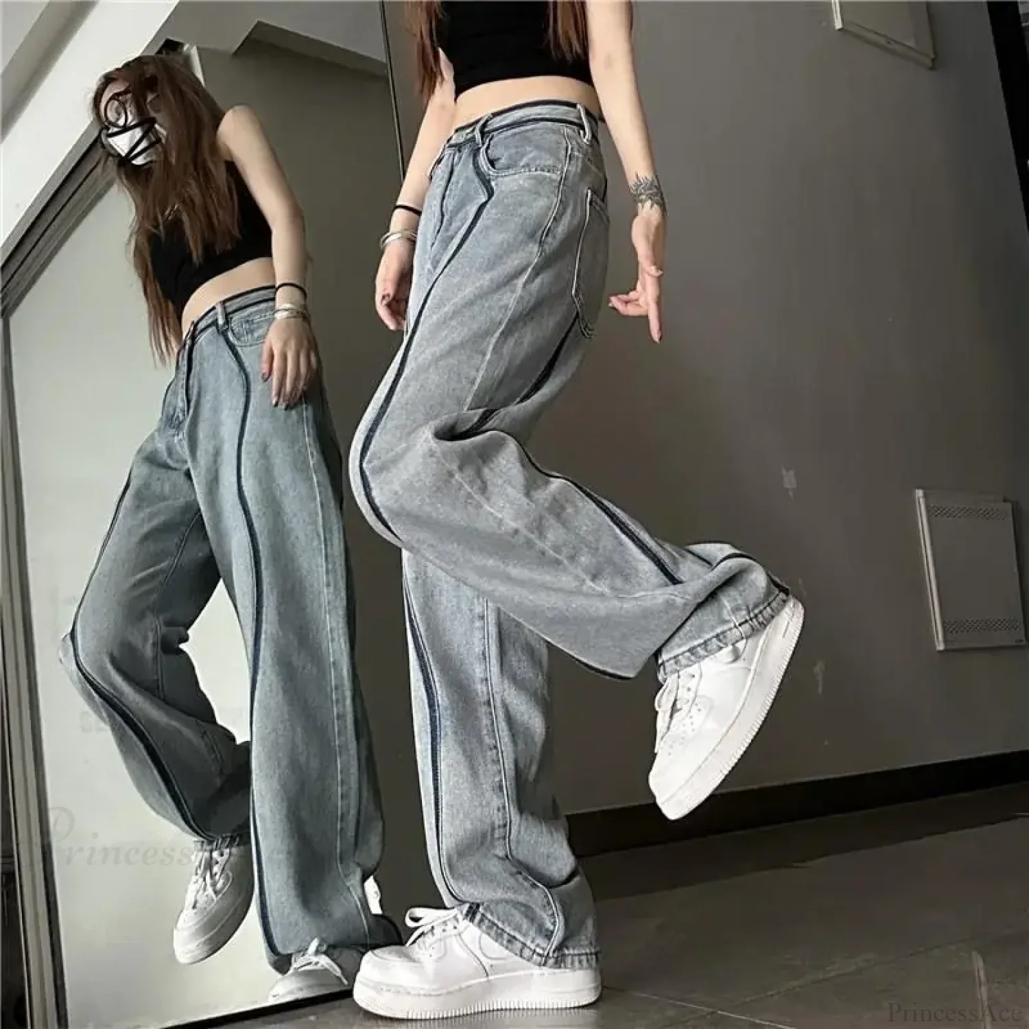 High Waisted Loose Straight Jeans Pants - Image 5