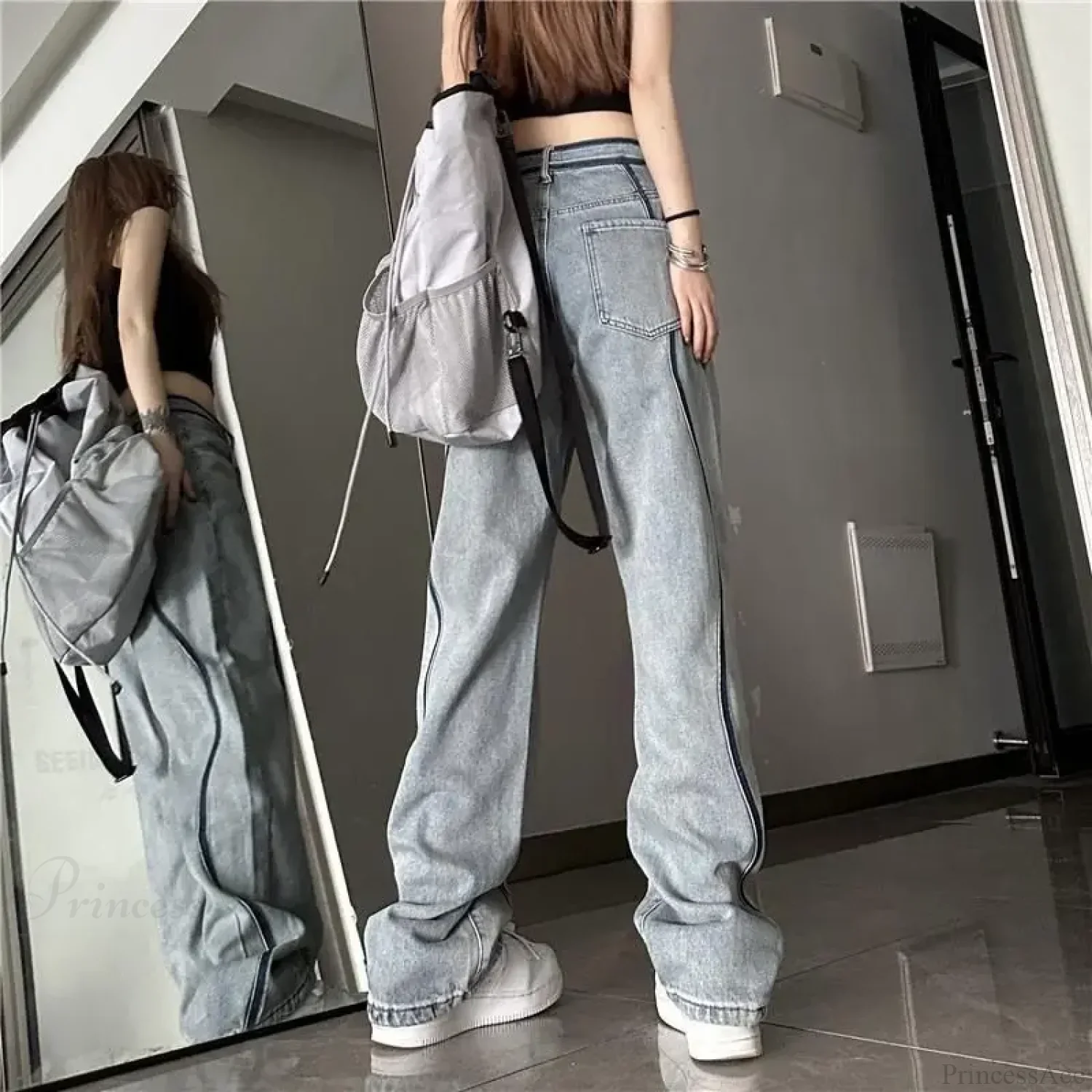 High Waisted Loose Straight Jeans Pants - Image 6