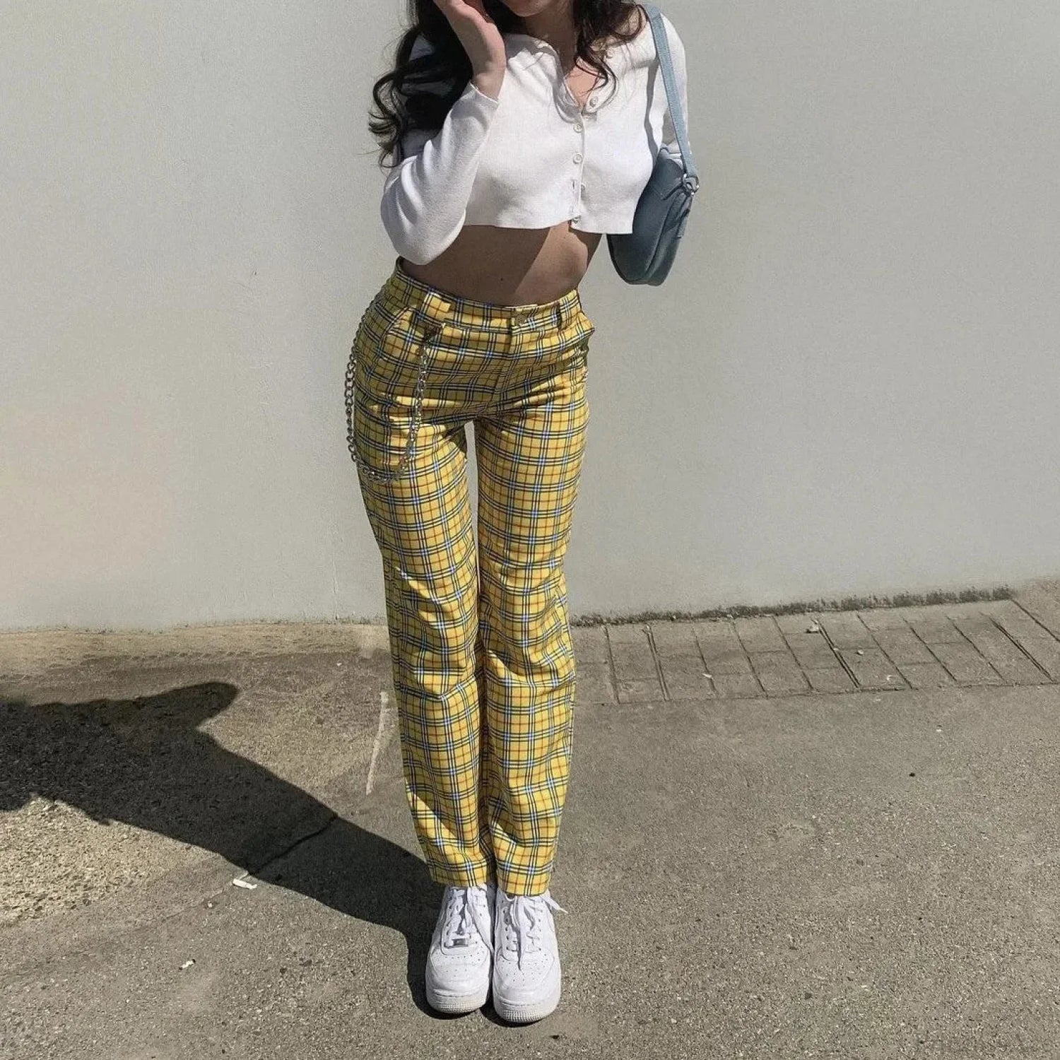 High-Waisted Slimming Casual Plaid Trend Pant - Image 2