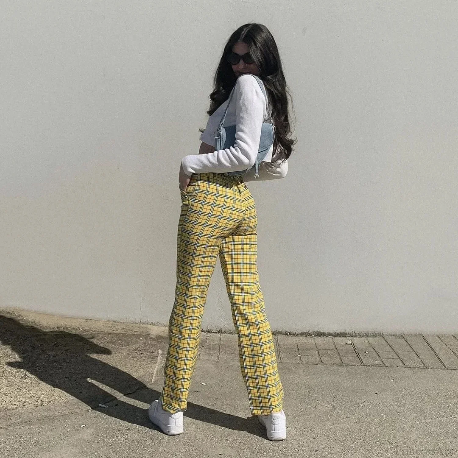 High-Waisted Slimming Casual Plaid Trend Pant - Image 3