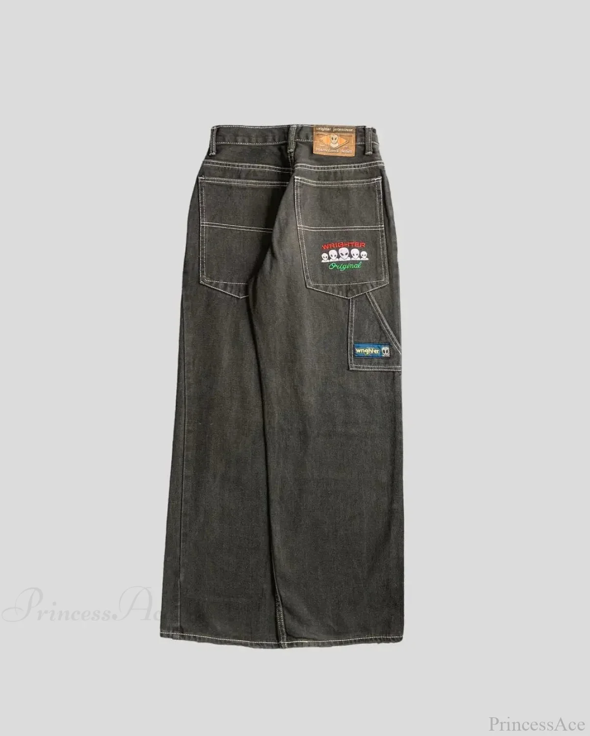 Hip Hop Eerie Rebellious Embroidery Denim Pant - Image 2