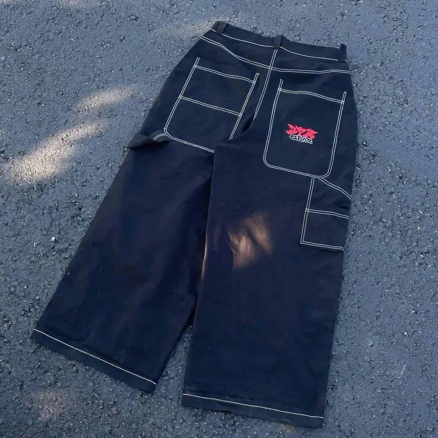 Hip Hop Eerie Rebellious Embroidery Denim Pant - Image 6