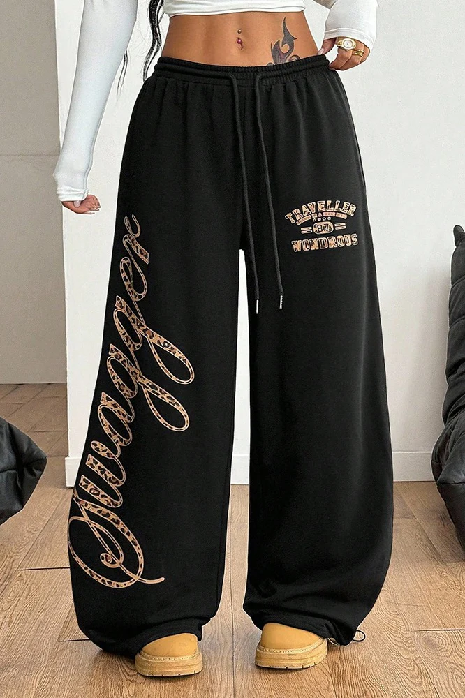 Hip Hop Graphic Print Baggy Casual Pants - Image 4