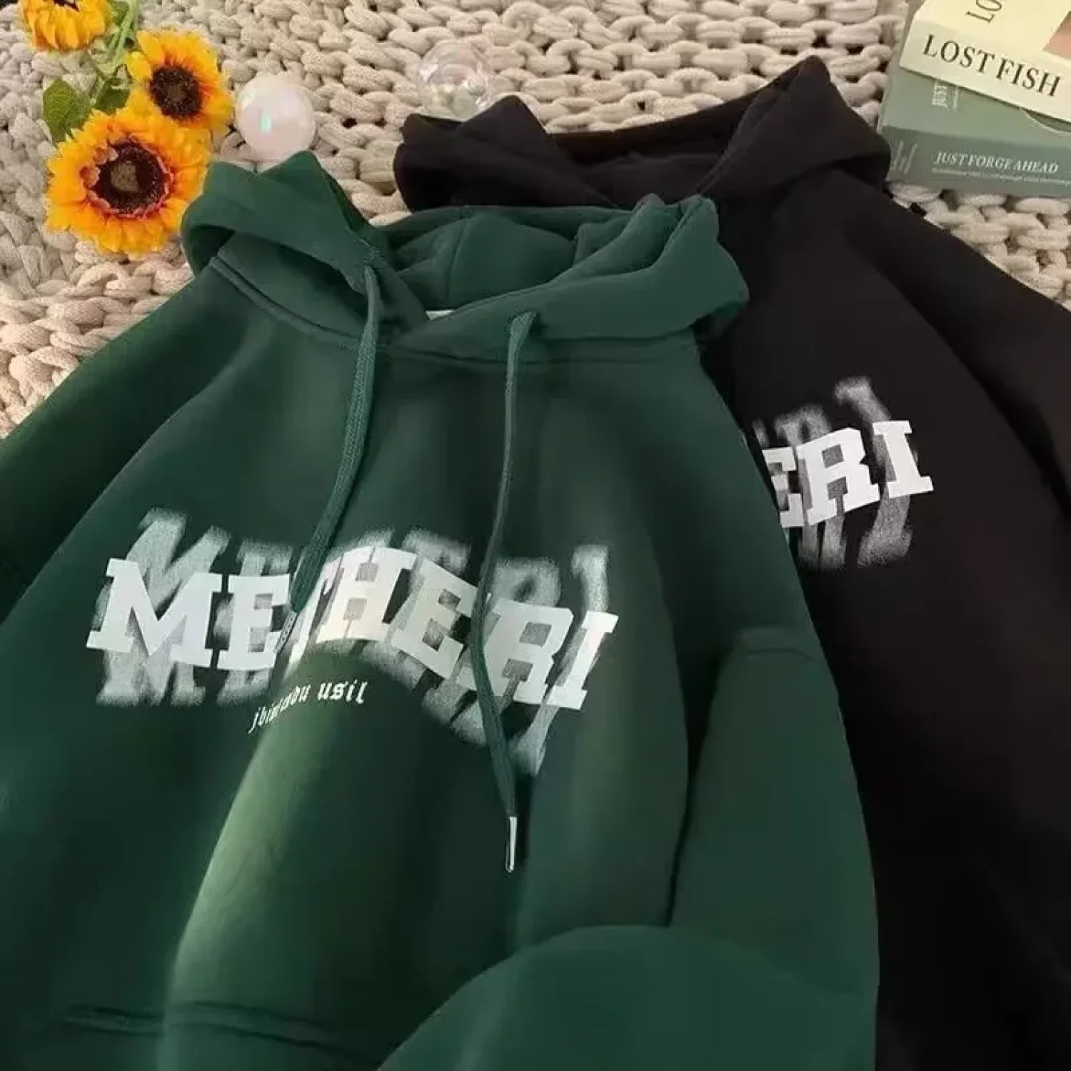 Hip Hop Letter Print Cotton Fleece Hoodie - Image 6