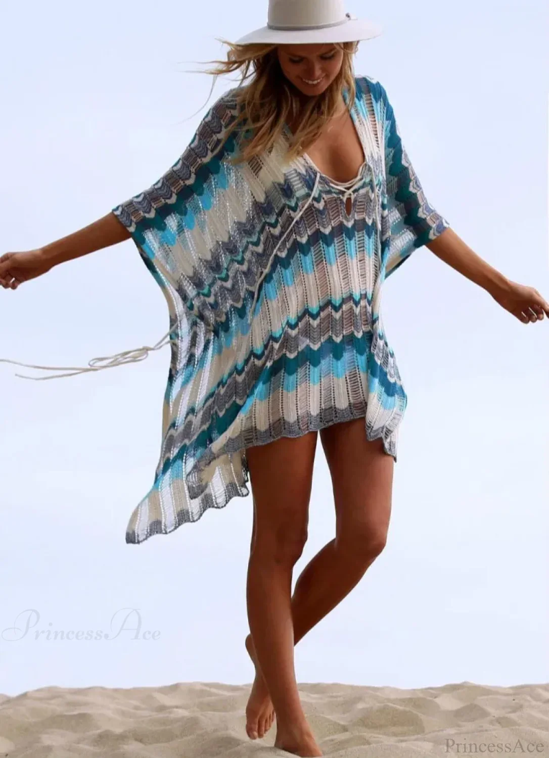 Hollow Deep V-neck Lace Up Tunic Mini Dress - Image 7