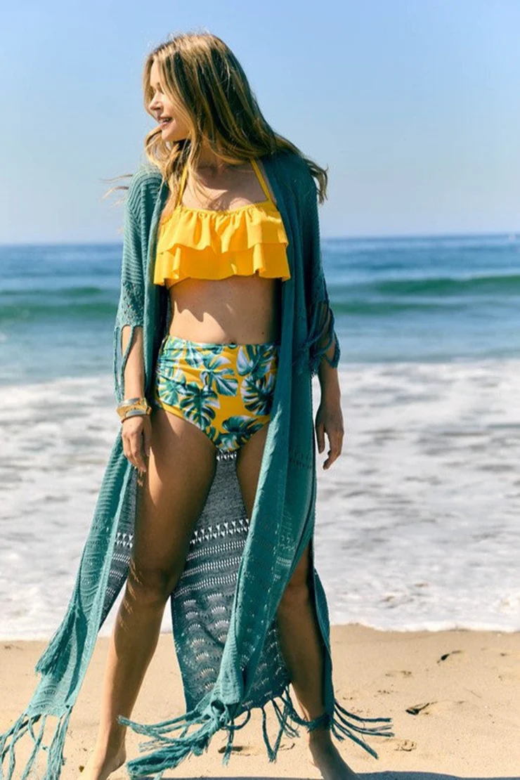 Hollow Knit Fringe Maxi Cover Up - Image 10