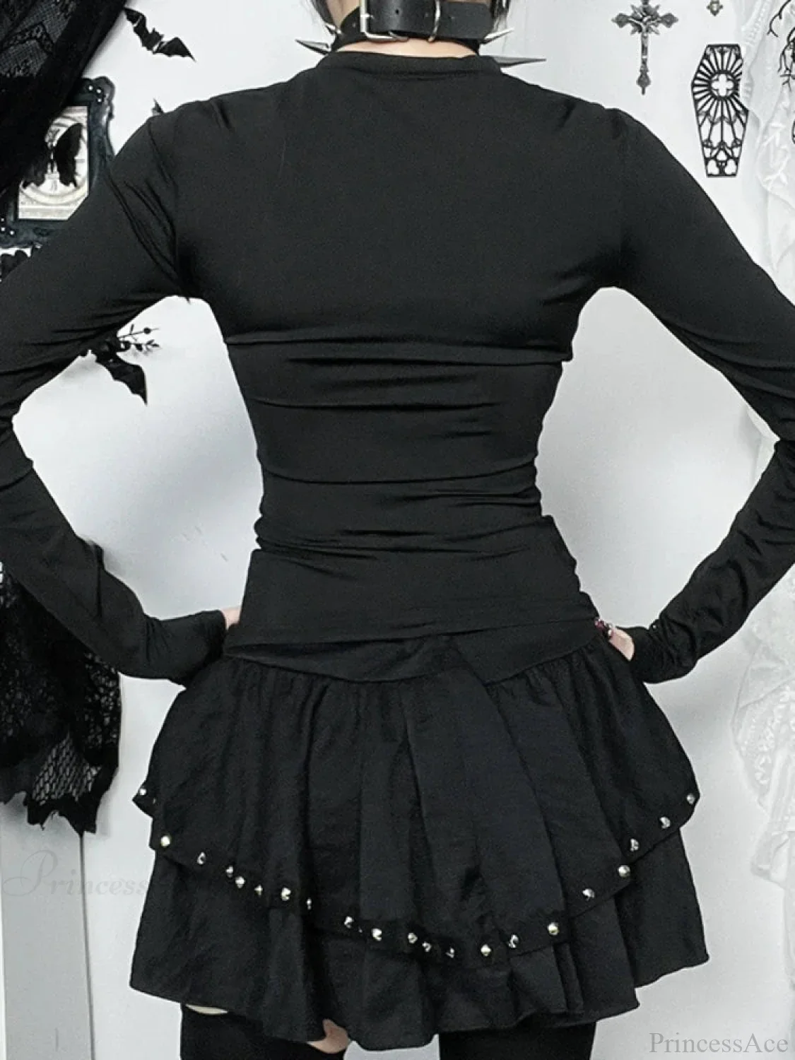 Hollow Mesh Patchwork Knit Top - Image 4