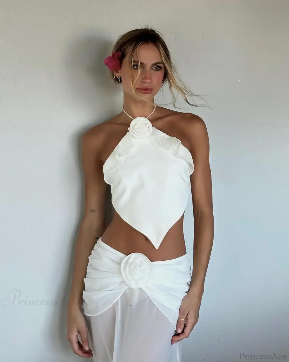 Hollow Out Backless Three Piece Swimsuit - Image 3