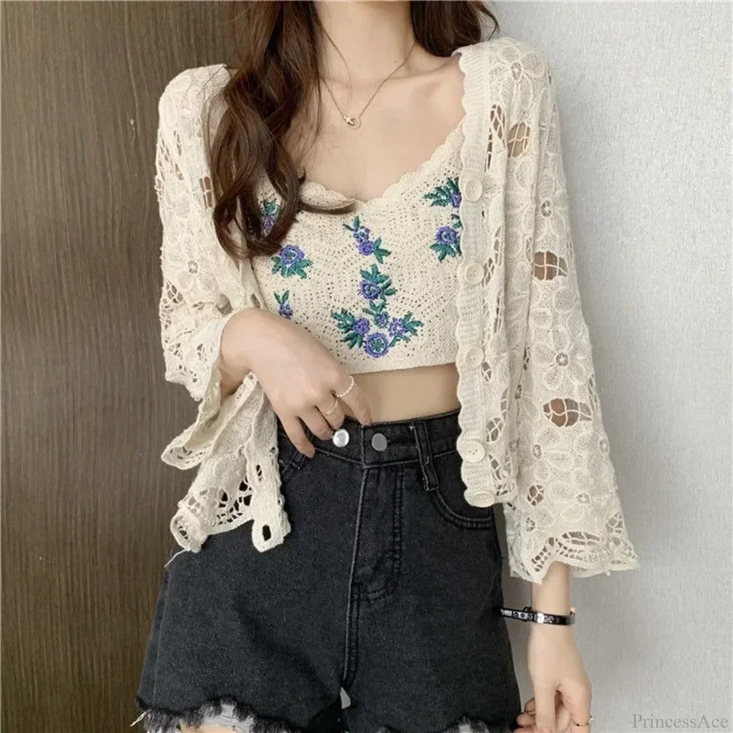 Hollow Out Elegant Long Sleeve Shrug Cardigan - Image 2