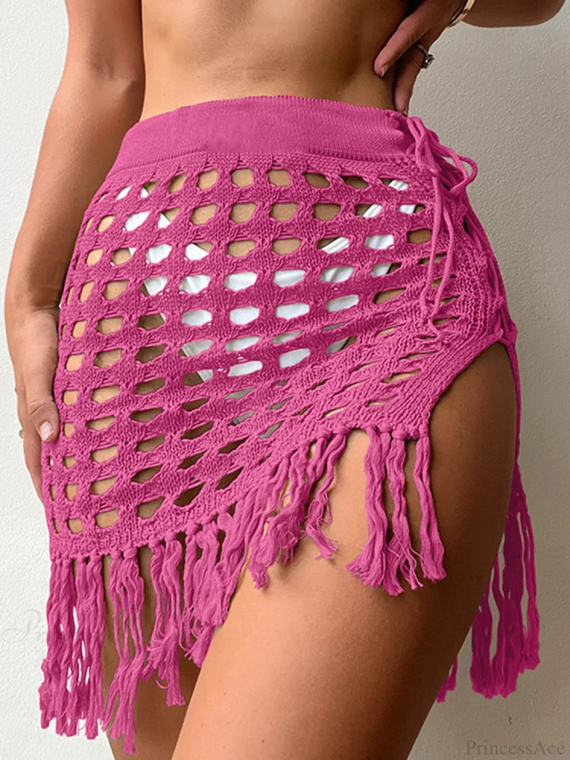 Hollow Out Mesh Beach Wrap Skirt Cover Up - Image 2