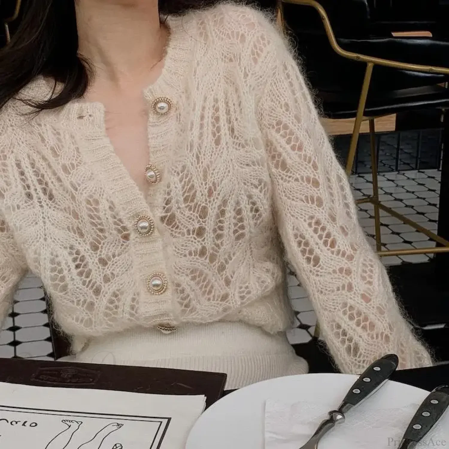 Hollow Out Single Breasted Spring Knit Cardigan - Image 7