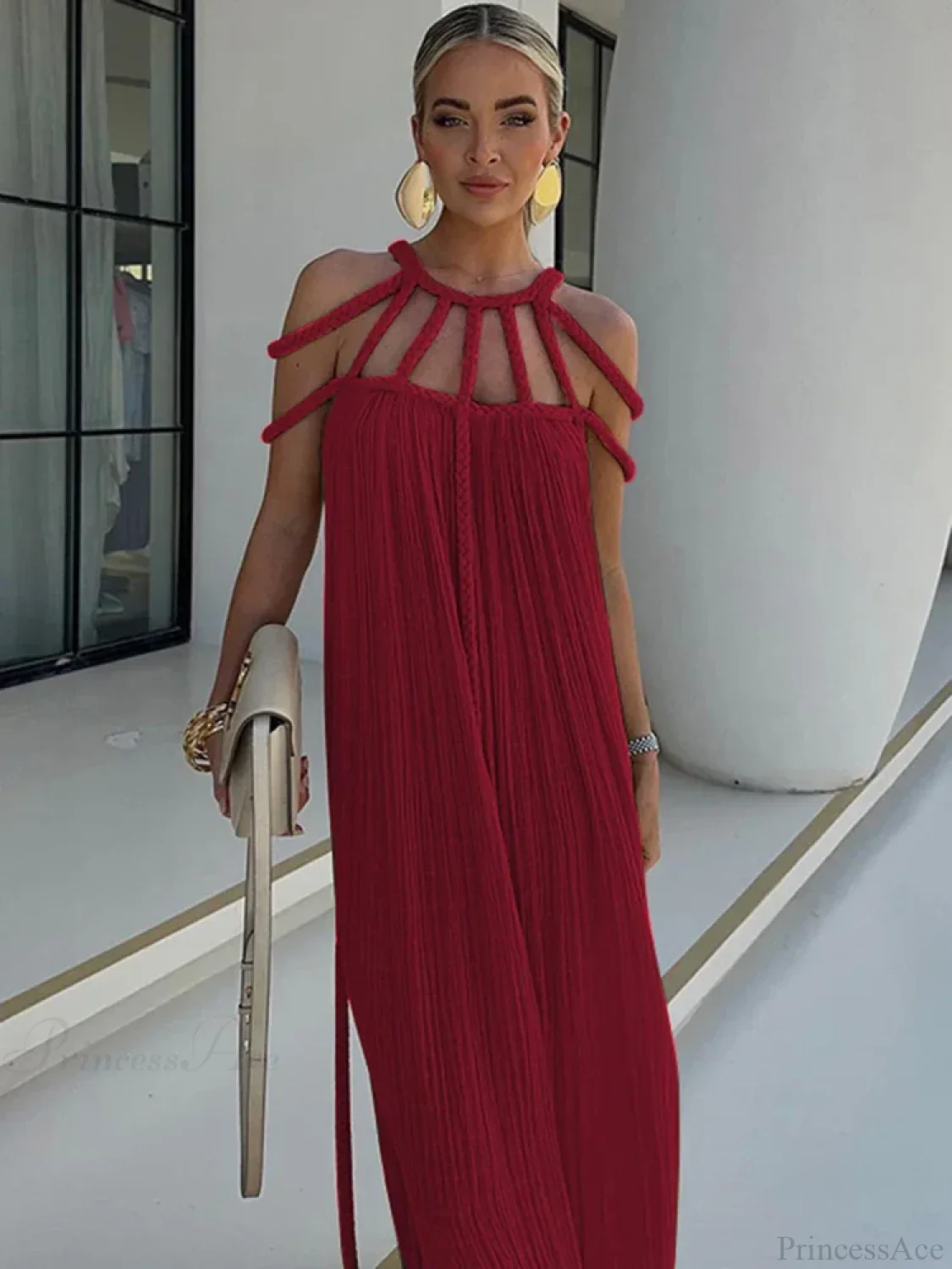 Hollow Out Sleeveless Beach Cover Up - Image 3