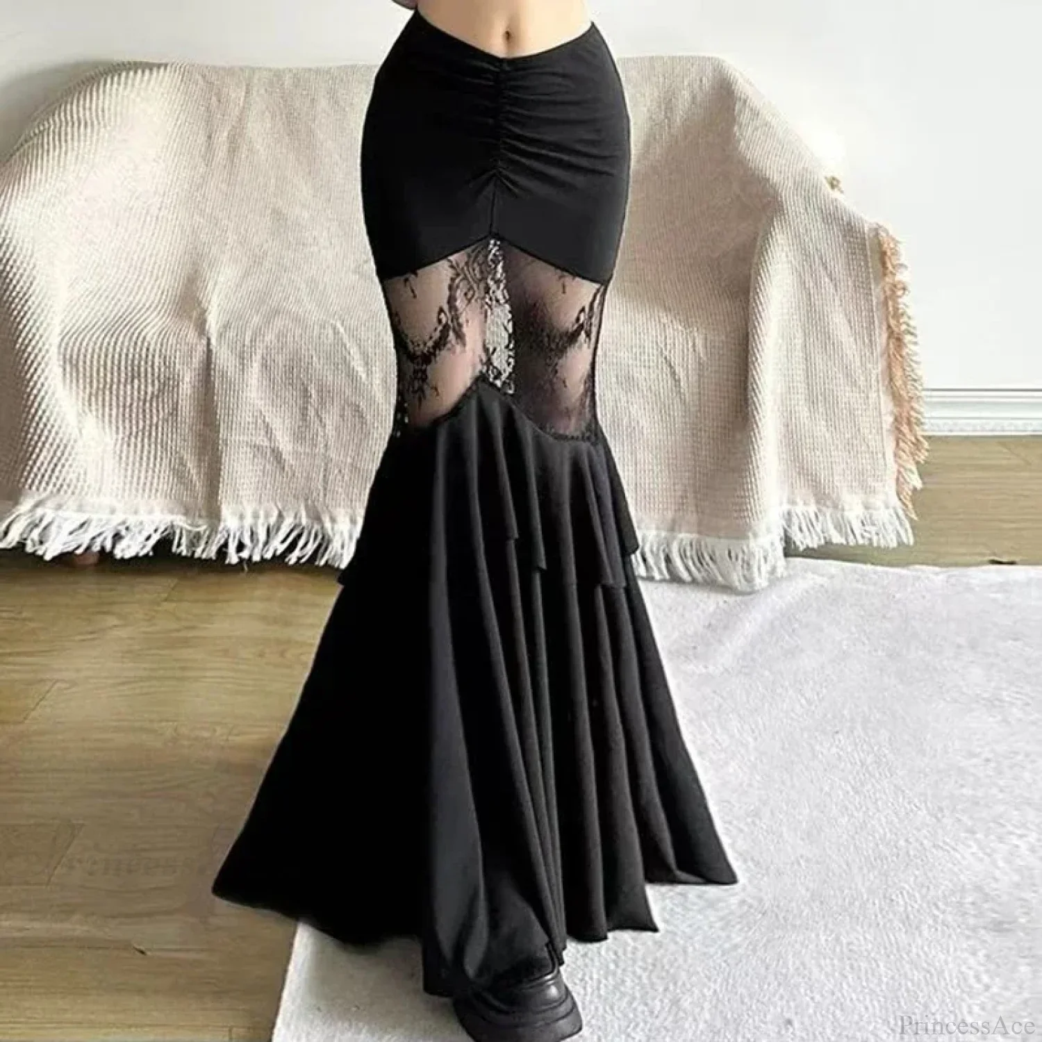 Hollow Out Stitching Midi Skirt