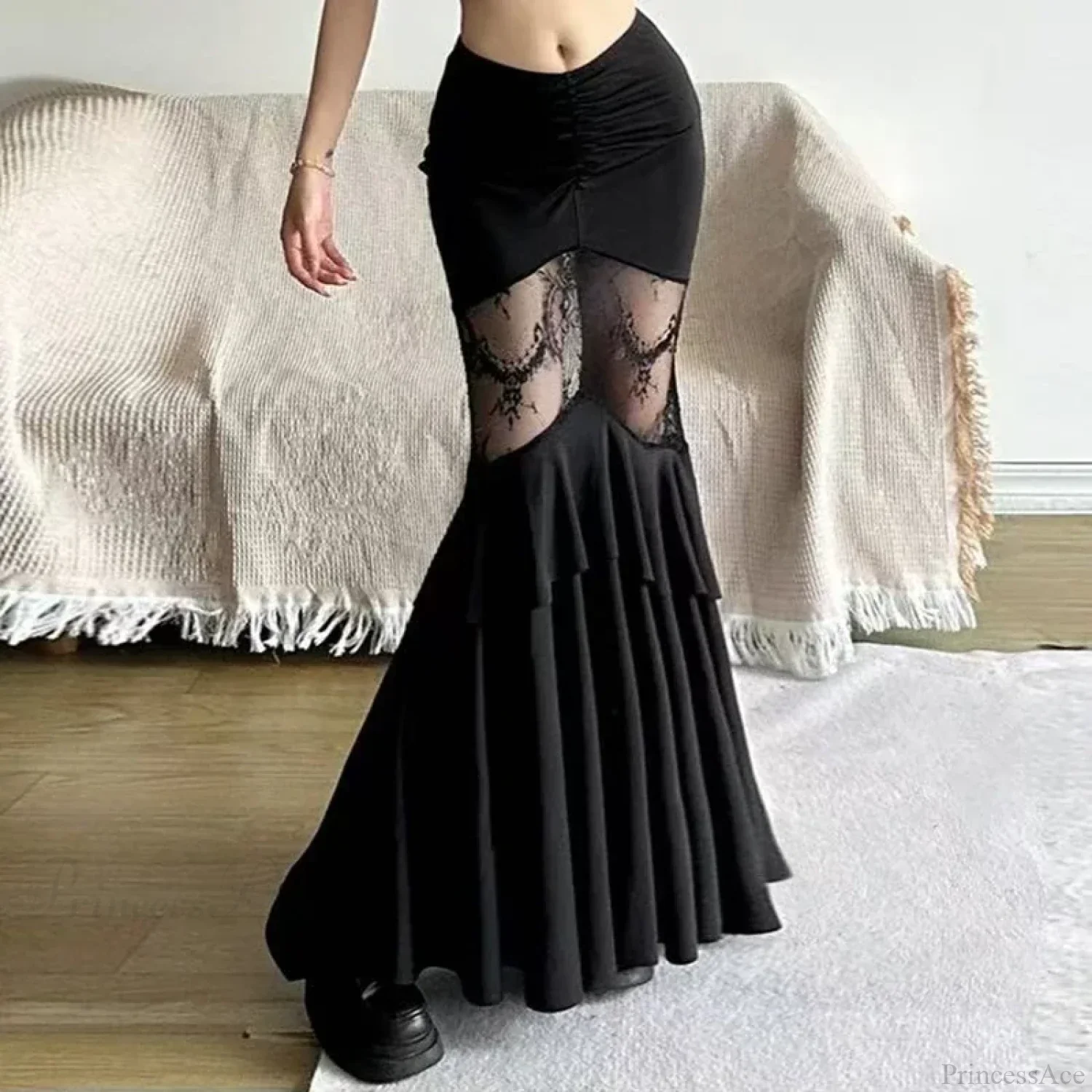 Hollow Out Stitching Midi Skirt - Image 3