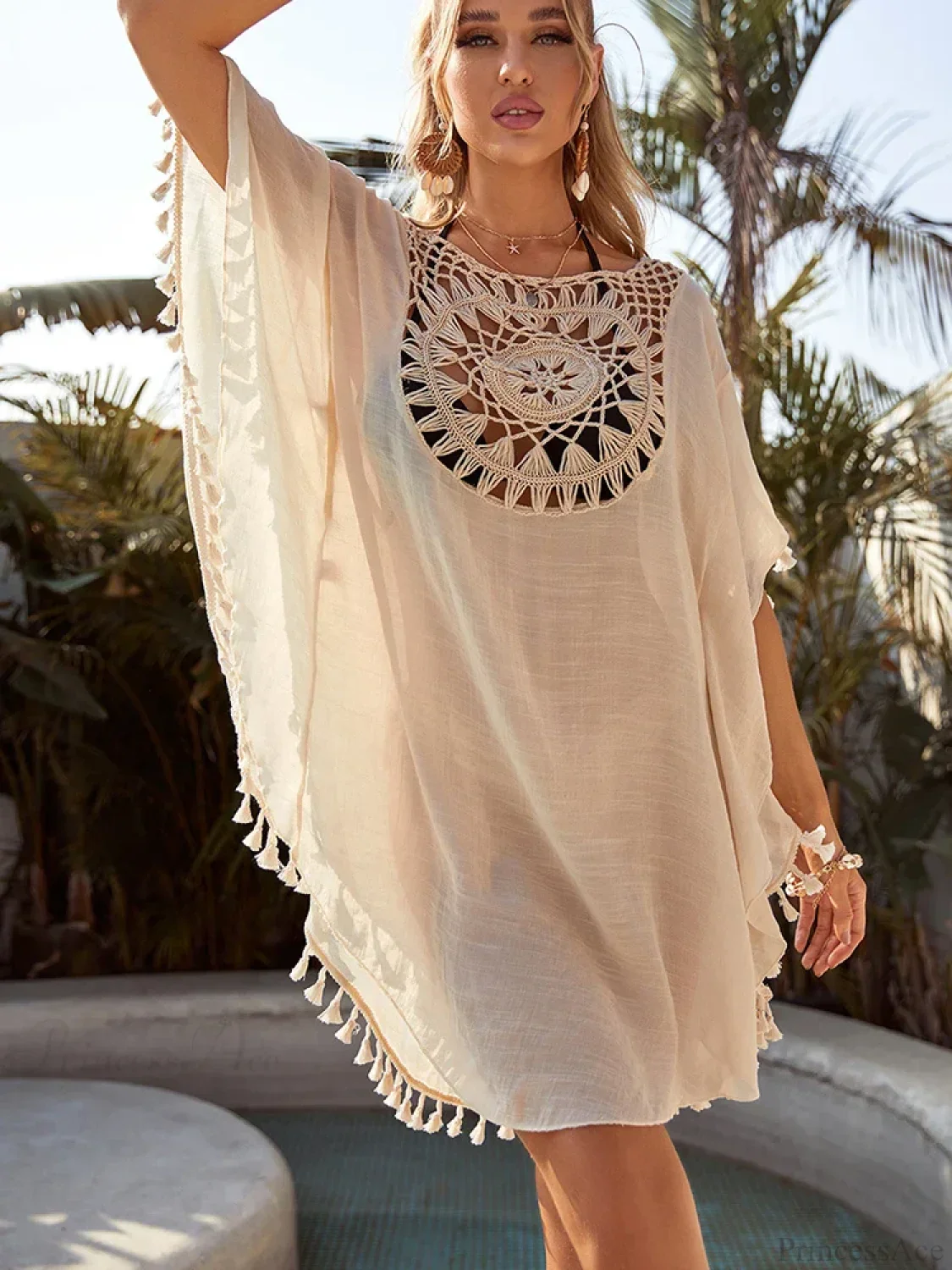 Hollow Out Tassel Bikini Cover Up - Image 4
