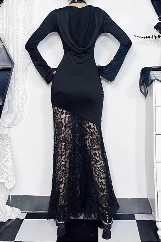 Hollow Patch Long Gothic Dress - Image 2