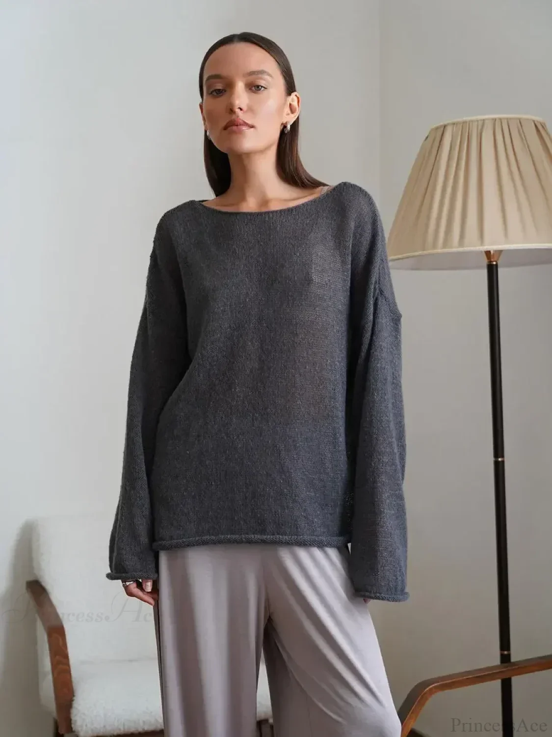 Hollow See-through O-neck Long Sleeve Sweater - Image 19