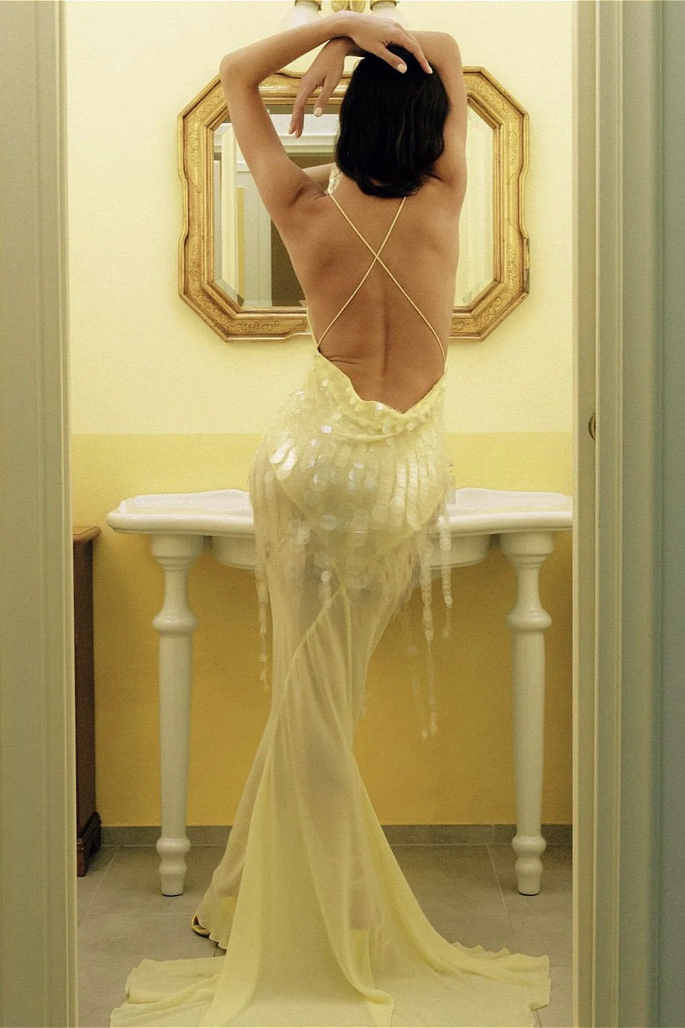 Hollow Sleeveless High Waist Sequin Floral Dress - Image 4