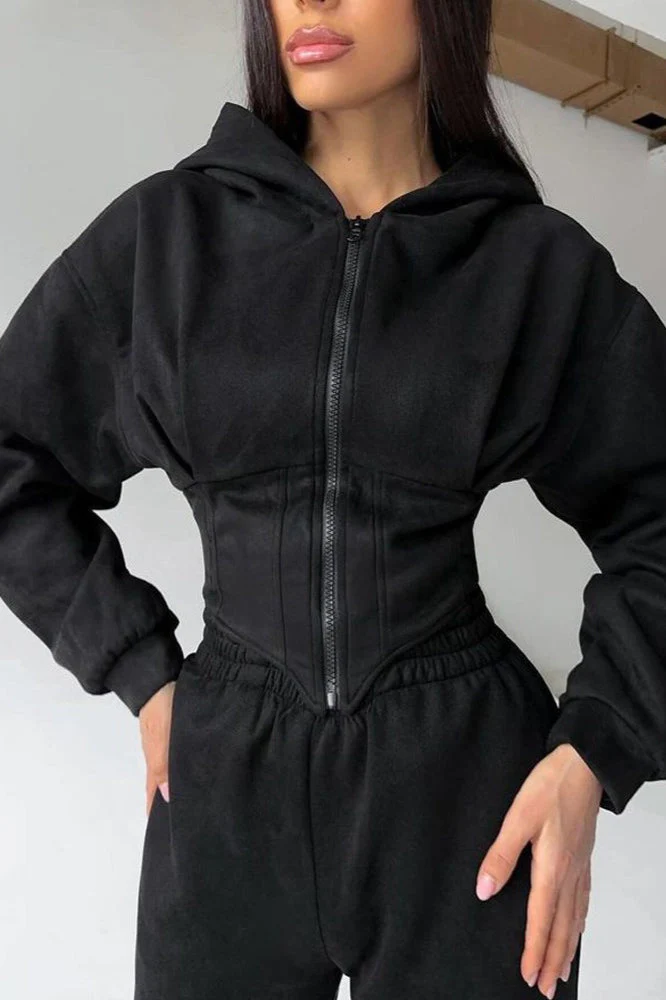 Hooded Drawstring Two Piece Pants Set - Image 10
