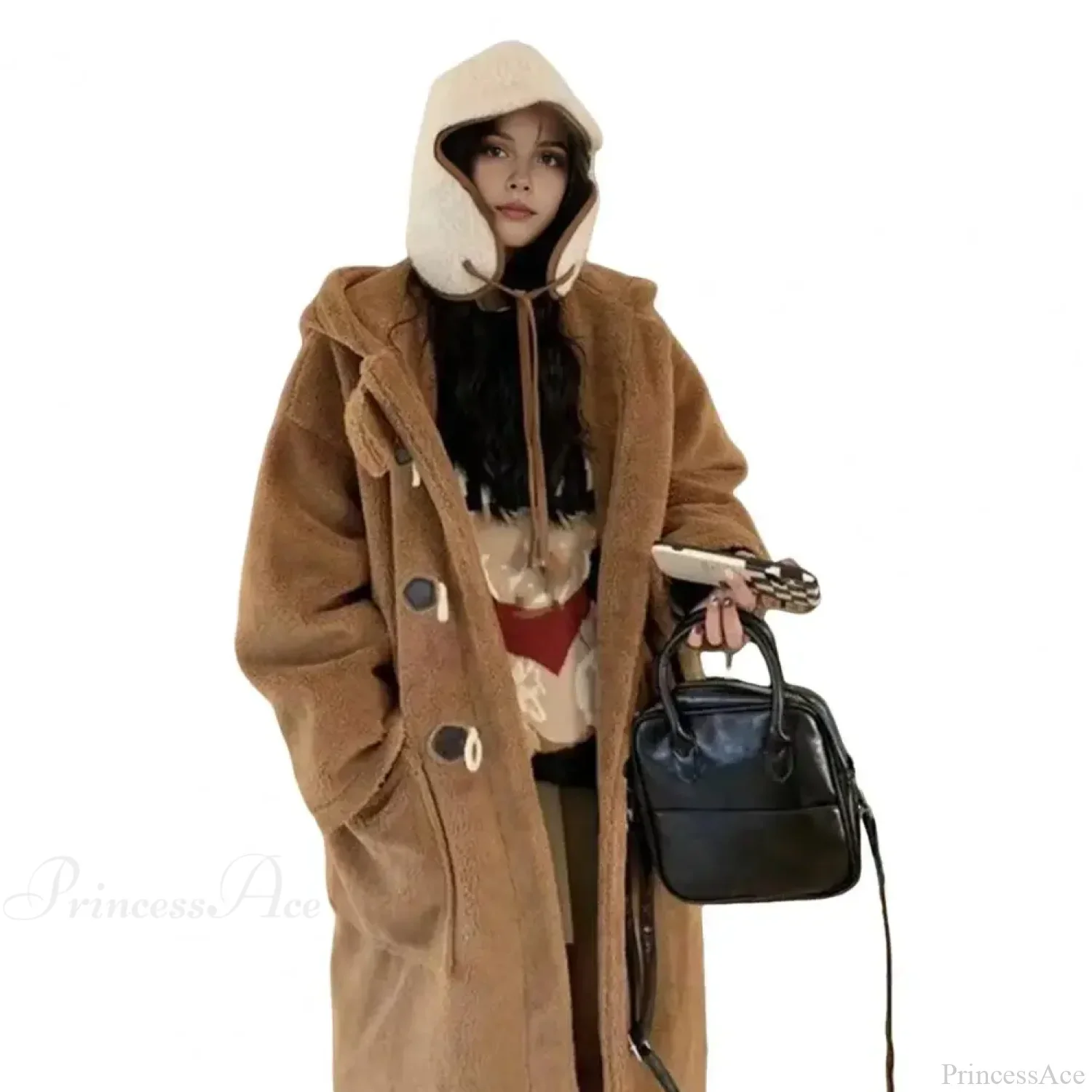 Hooded Fleece Lined Mid-Length Overcoat - Image 2