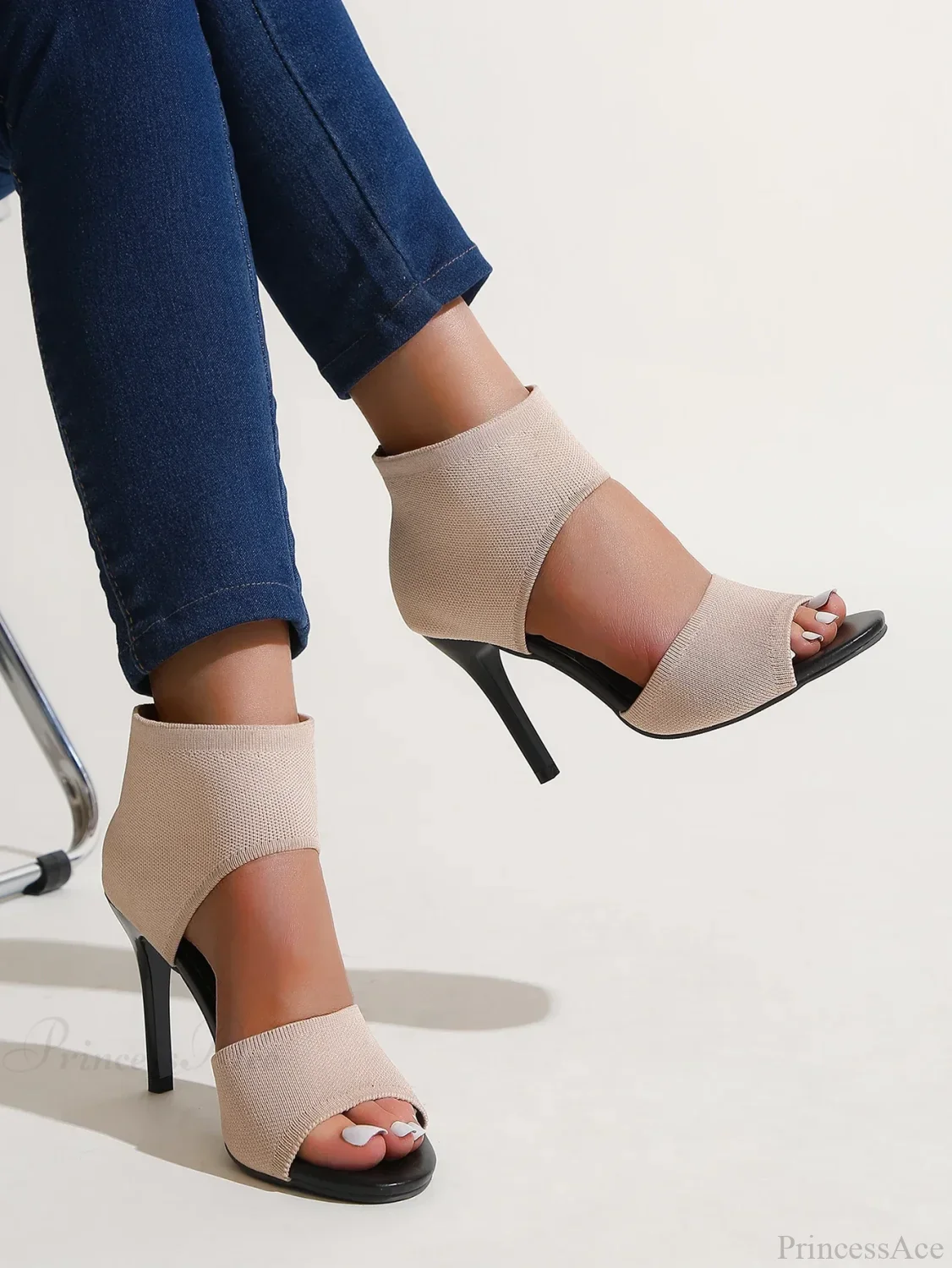 Hot Spring Summer Designer Knitted Open Toe Sexy Party Leopard Print Stilettos High Heel - Image 7