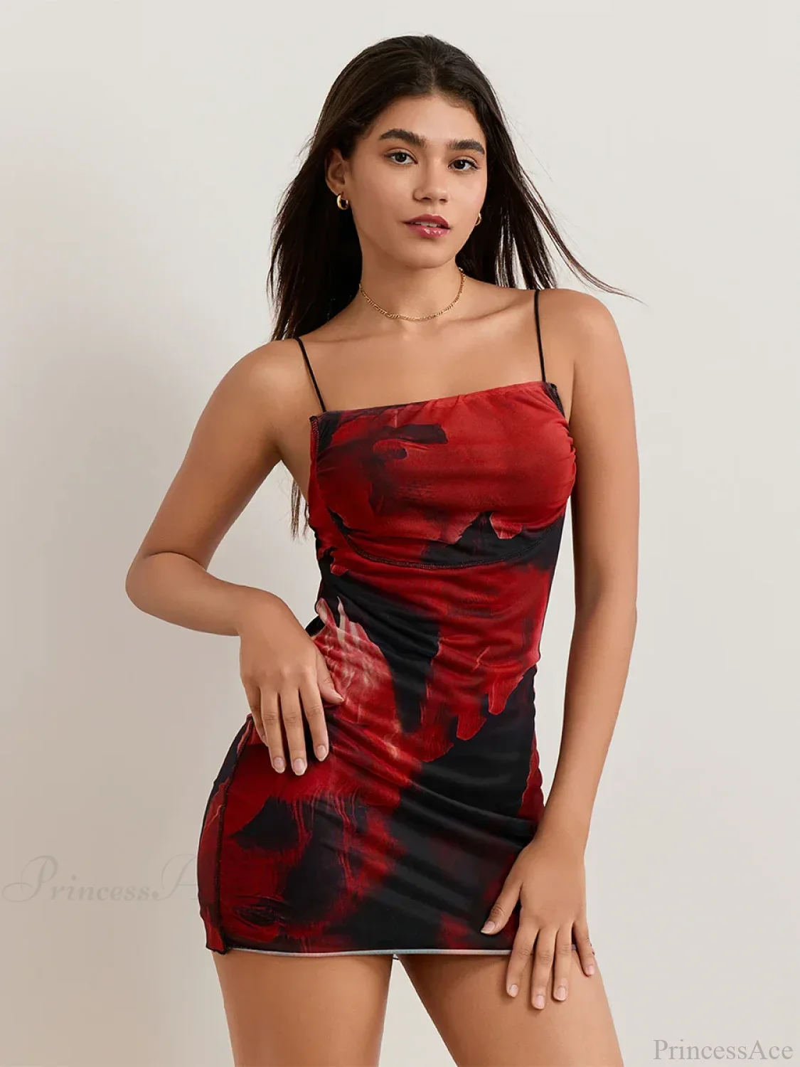 Hot Floral Print Sheath Backless Spaghetti Mini Nightclub Floral Dress - Image 2