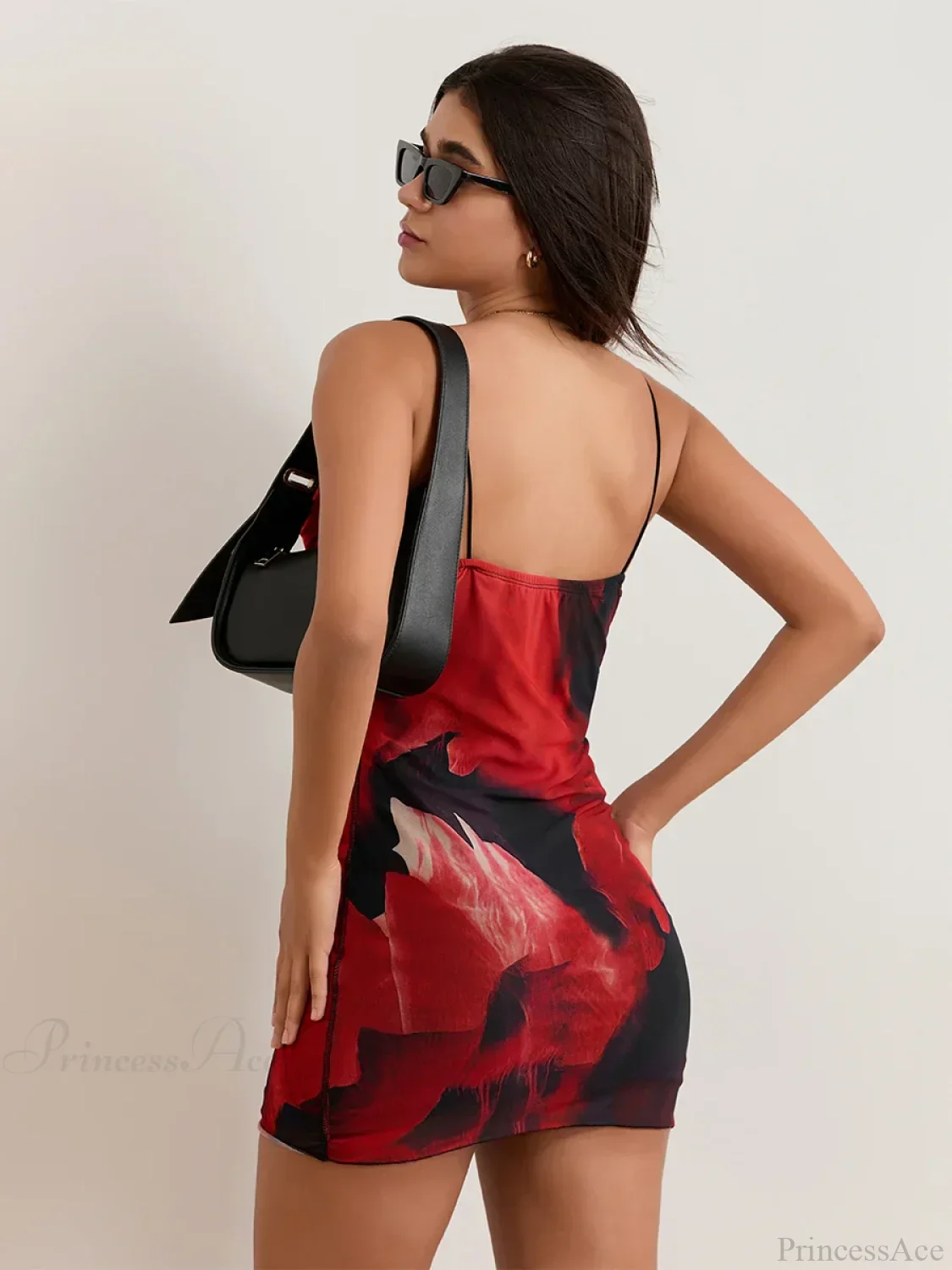 Hot Floral Print Sheath Backless Spaghetti Mini Nightclub Floral Dress - Image 3