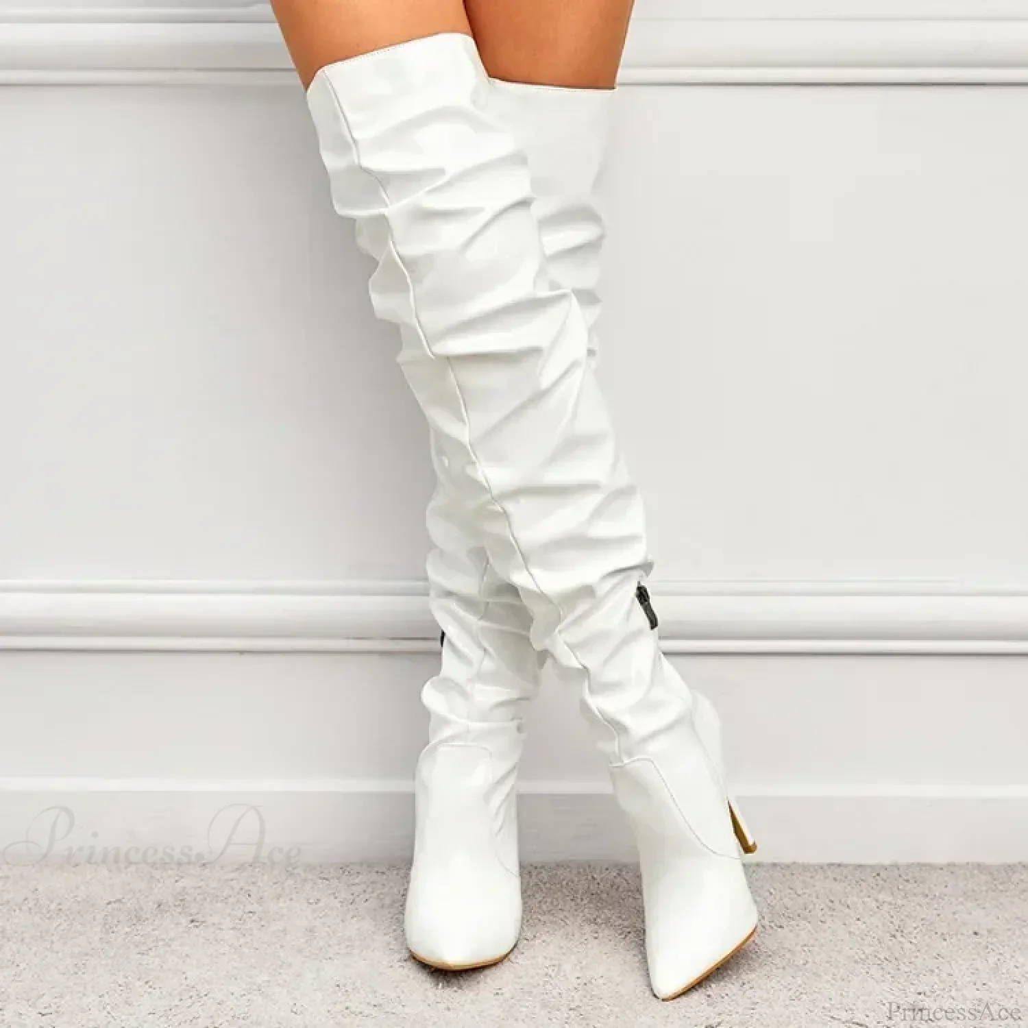 Hot Sexy Modern Boots Autumn Winter Patent Leather Elastic Over-the-Knee Slim Pointed Toe Zip Thigh High Heel - Image 10
