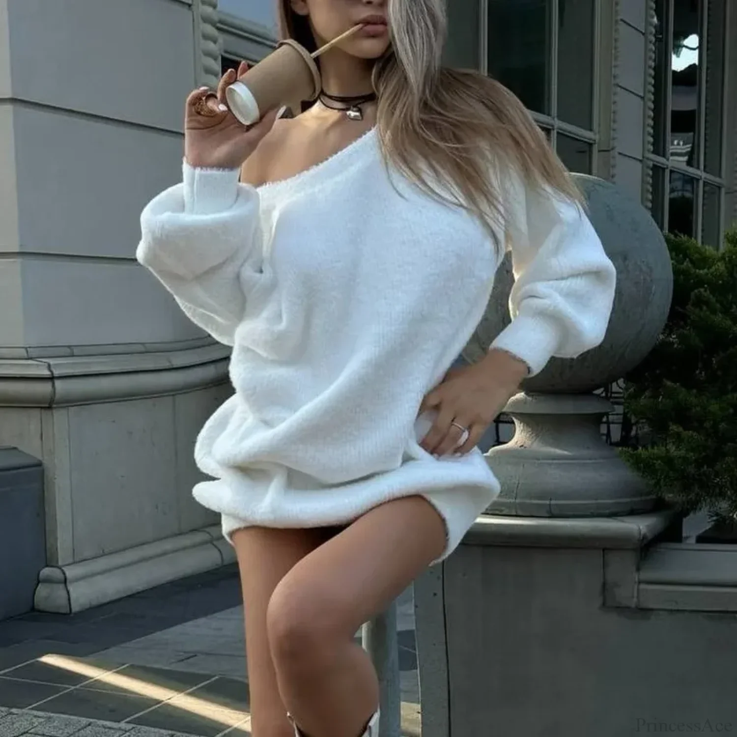 ImiTation Mink Off-Shoulder Sweater - Image 3