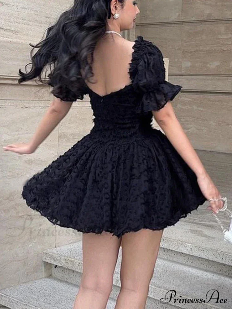 Gothic Lolita Women's Vintage High Waist Black Ball Gown Goth Puff Sleeve V-neck Dress - Image 2