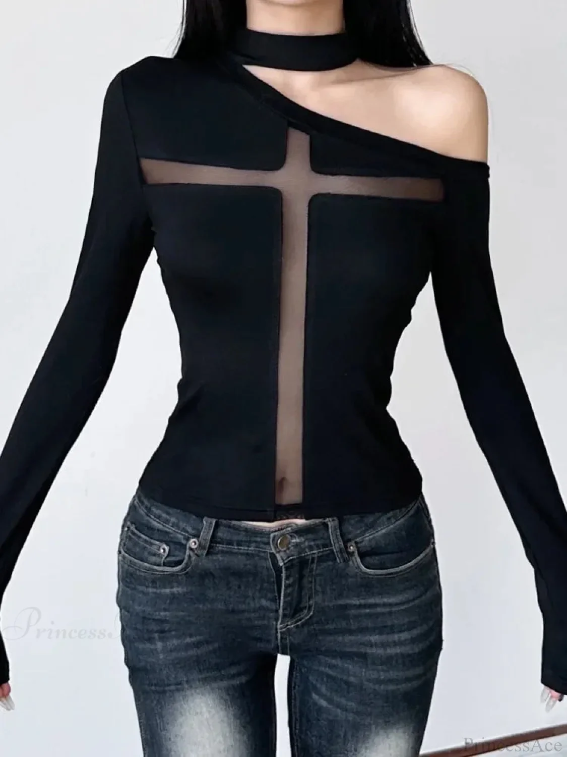 Intersecting Net Patchwork Knit Top - Image 3