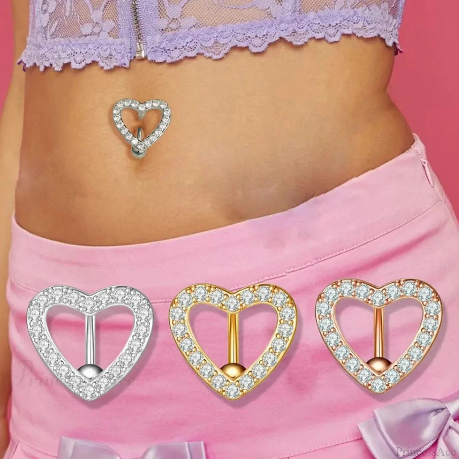 Inverted Love Medieval Golden 14G Stomach Hoop - Image 3