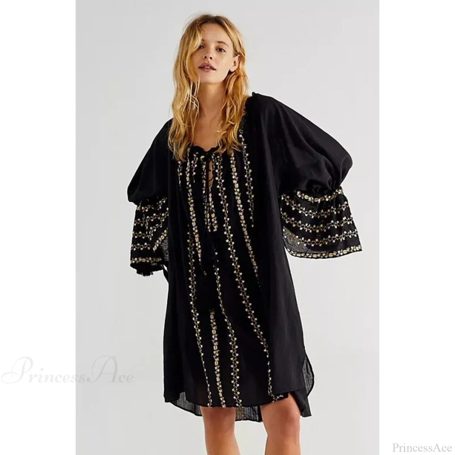 Irregular Backless Embroidery Beach Boho Dress - Image 2