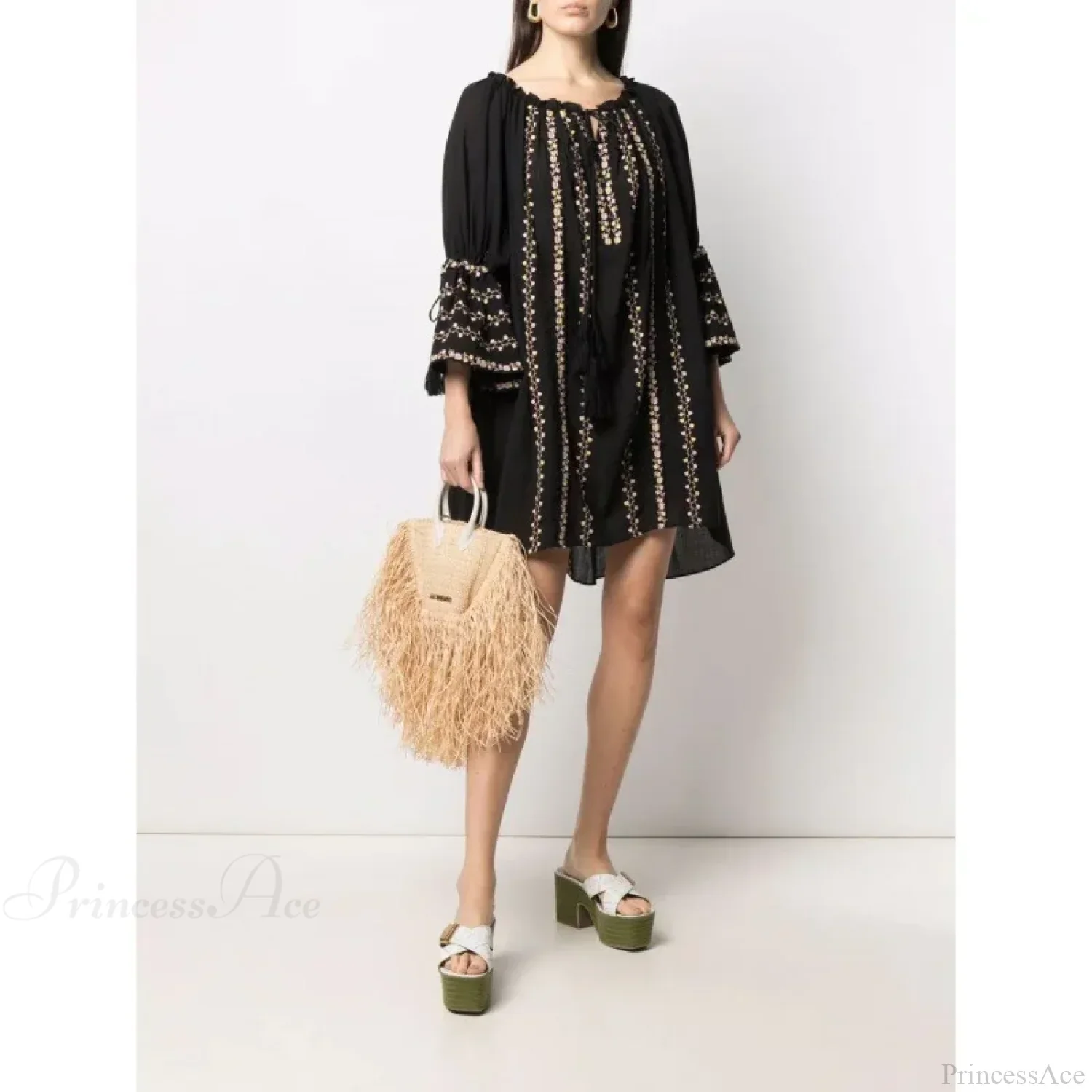 Irregular Backless Embroidery Beach Boho Dress - Image 4