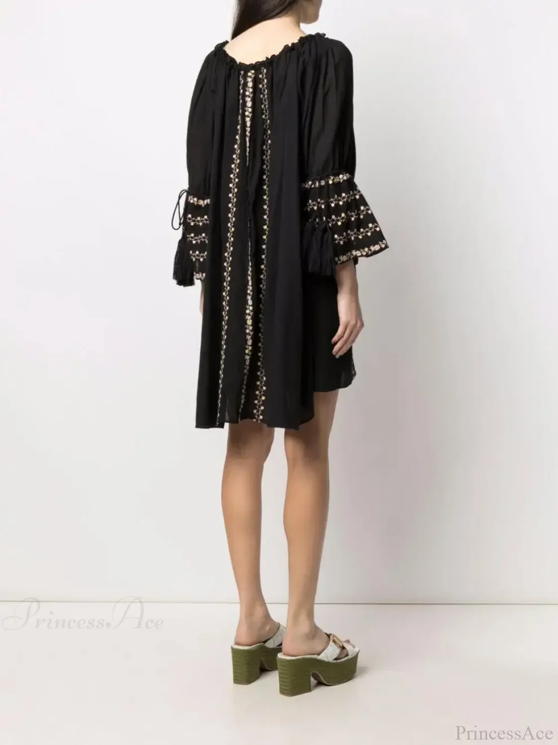 Irregular Backless Embroidery Beach Boho Dress - Image 5