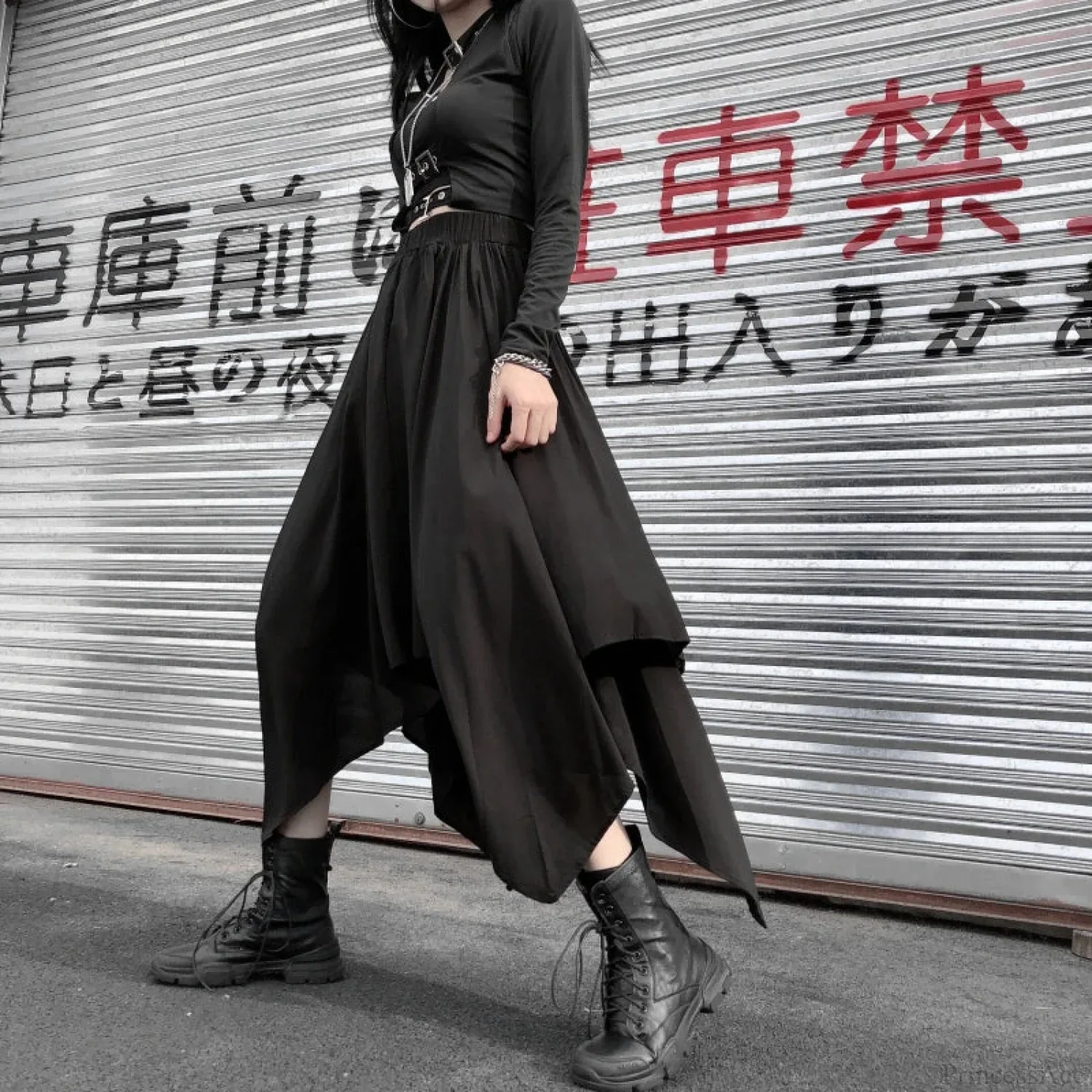 Irregular High Waist Long Skirt - Image 4