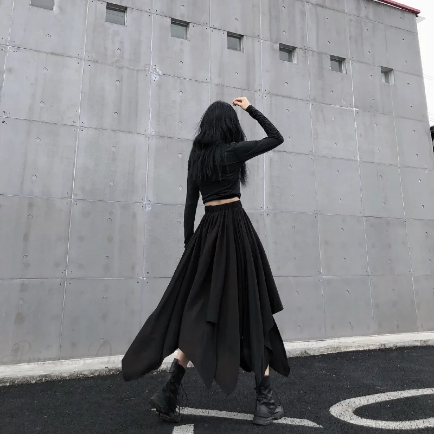 Irregular High Waist Long Skirt - Image 6