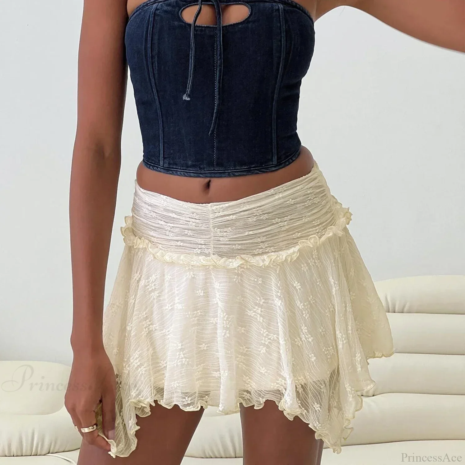 Irregular Ruched Asymmetrical Skirt - Image 6