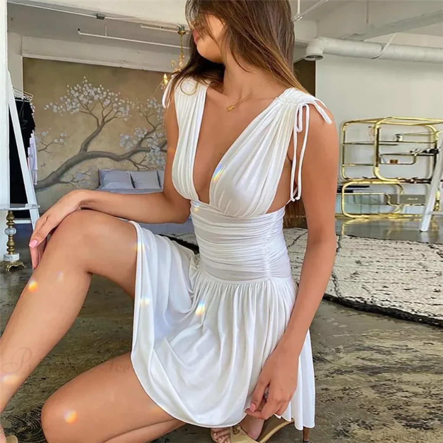 Irregular Tie-Up Mini Dress - Image 3