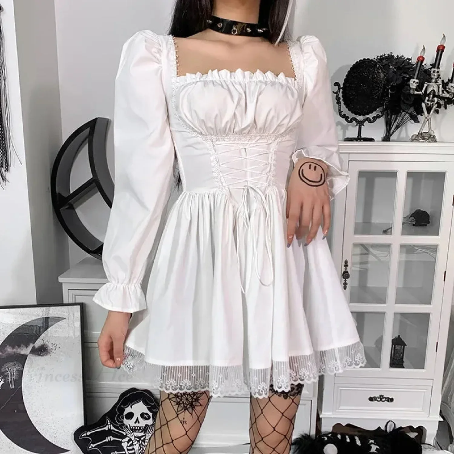 Ivory Lace Puff Small Dress - Image 7
