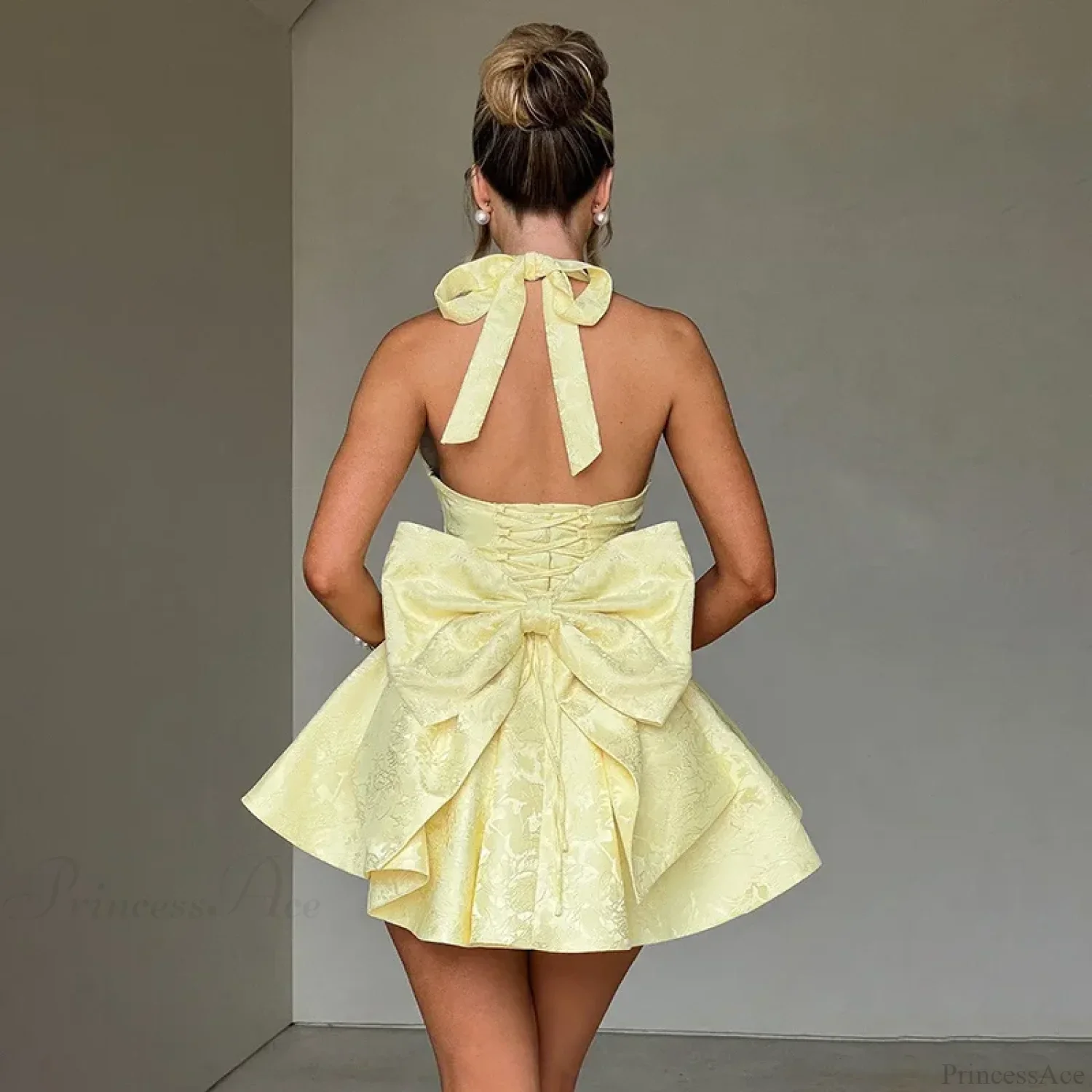 Jacquard Bow Waist Wrap Vacation Dress - Image 2