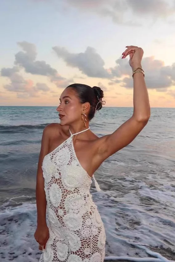 Jacquard Cutout Mermaid Bodycon Boho Dress - Image 3