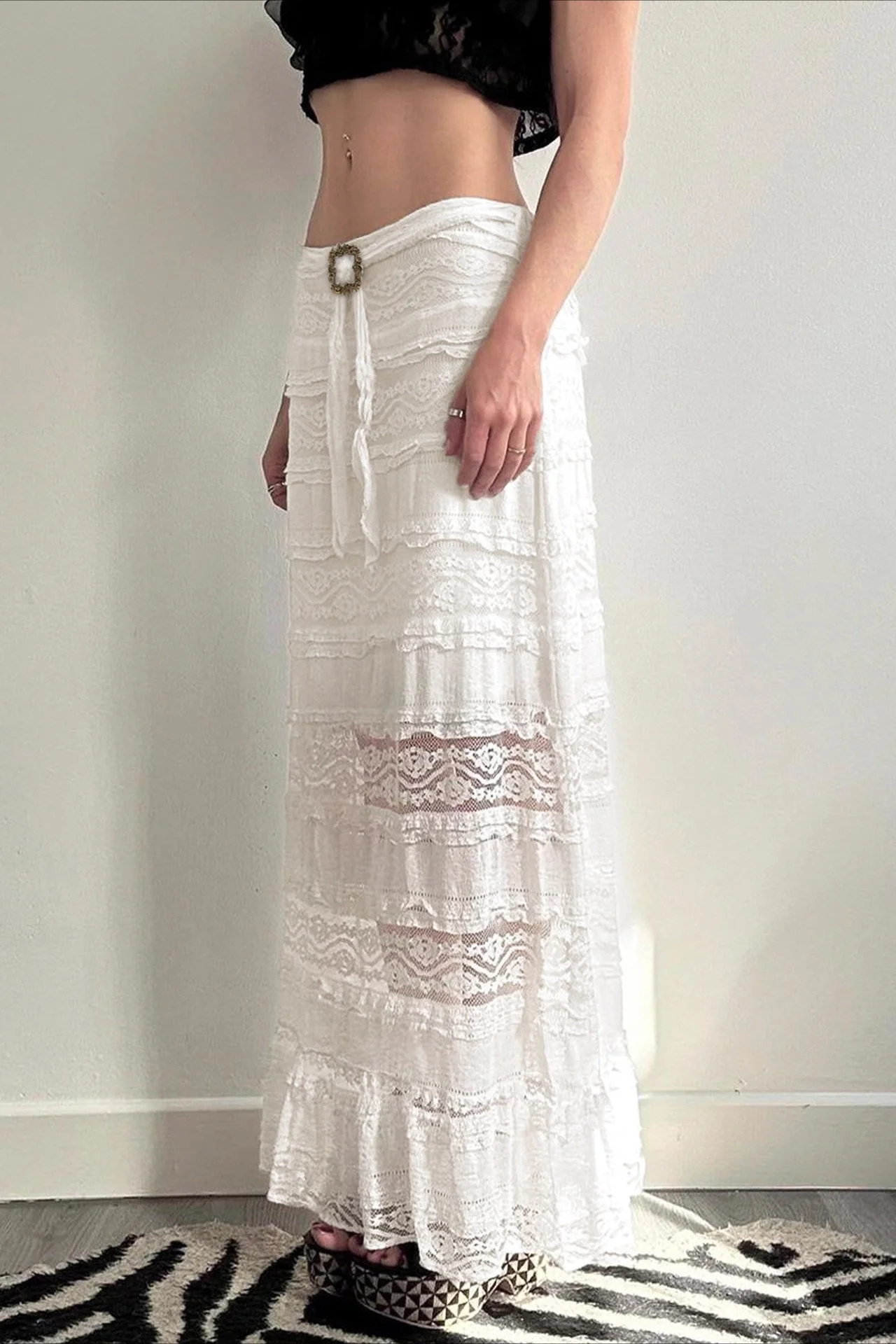 Jacquard Lace Slim Maxi Skirt - Image 4