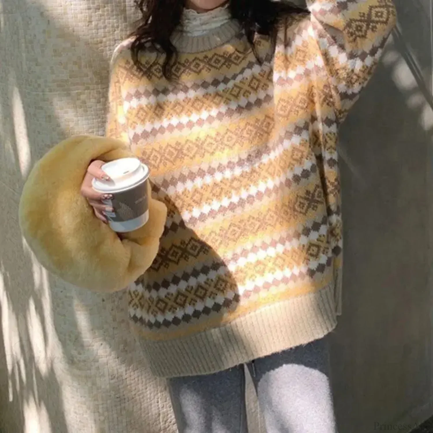 Japanese Retro Jacquard Striped High-end Sweater - Image 2