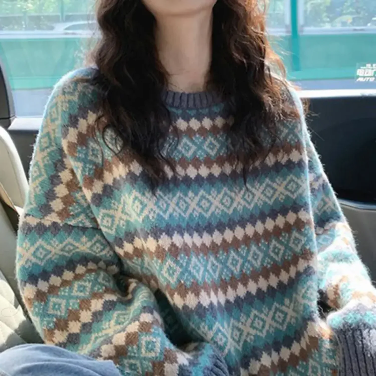 Japanese Retro Jacquard Striped High-end Sweater - Image 3