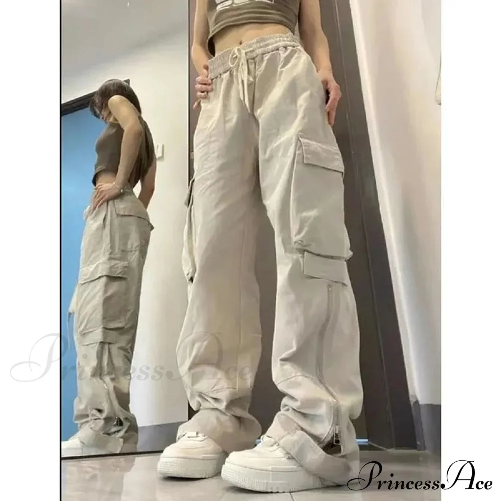 Jeans Leg High Pants Vintage Waist Wide Cargo Straight White Y2K Denim American Baggy Trouser - Image 4